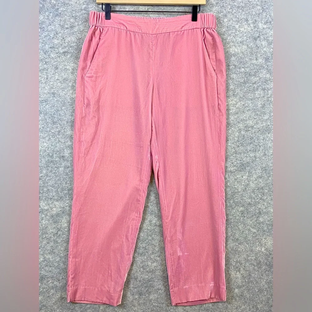 J. Crew Velvet Pants 10‎ Pink High Waist Comfy Casual Loungewear Pockets Pull On